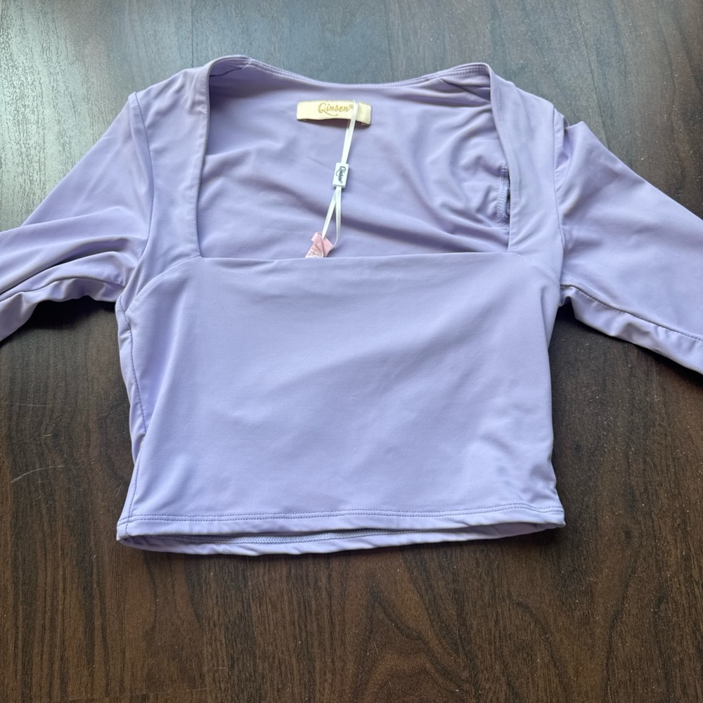 Purple long sleeve crop top
